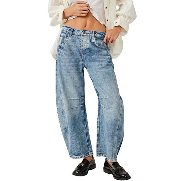 Free People Denim - NWT! Free People We The Free Good Luck Mid-Rise Wide Leg Barrel Jeans Size 28